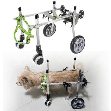 Imagem de Cadeira de rodas para cães All-Terrain para suporte de perna traseira | Carrinho ajustável para animais de estimação de 4 rodas para cães envelhecidos, feridos ou artríticos | Auxiliar de andador de