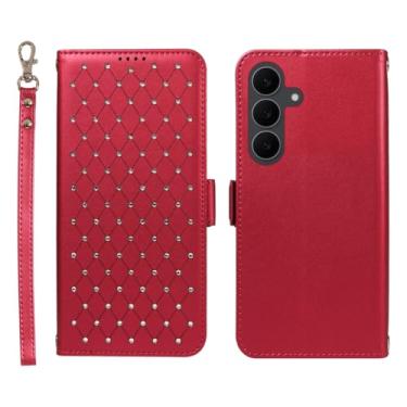 Imagem de KYFSJPT Capa carteira para Samsung Galaxy S25 FE com bloqueio RFID, compartimentos para cartões, alça de pulso destacável e capa flip - Samsung Galaxy S25 FE (6,7 polegadas) vermelha