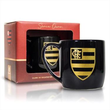 Imagem de Caneca Porcelana Série Ouro Time Futebol Xícara Luxo Oficial Times:Fla