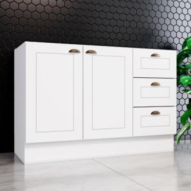 Imagem de Balcão 120cm 2 Portas 3 Gavetas (sem Tampo) Americana Henn - Branco HP