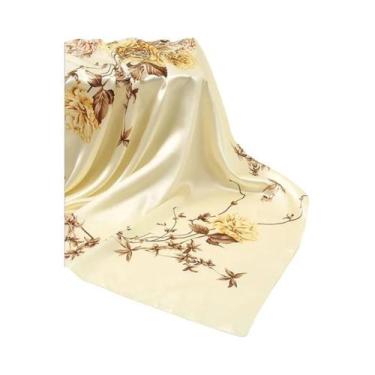Imagem de Lenço Hijab Hip Hop Feminino Em Seda Satin Com Estampa Quadrada, Cache