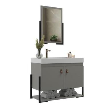 Imagem de Gabinete Banheiro Opera 60cm com Espelheira E Cuba Mdf - Belizze Móvei