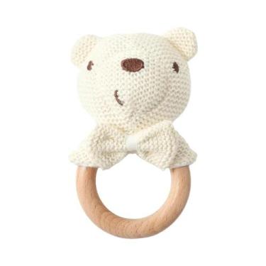 Imagem de Chocalho De Madeira De Urso Fofo Em Crochê Para Bebês, Mordedor Para R