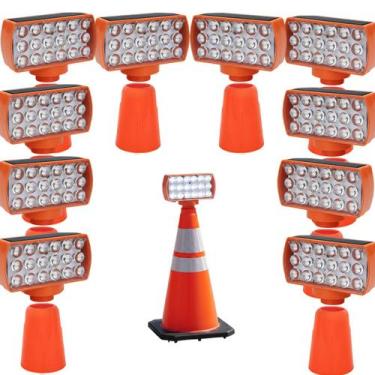 Imagem de Sinalizador Viario Solar Kit 10 Duas Cores Cone Alerta Noturna Obra Ro