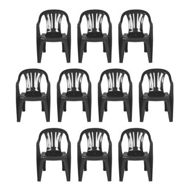 Imagem de Kit 10 Cadeiras Poltrona Plástica Empilhavel Reforçada 182kg Mor