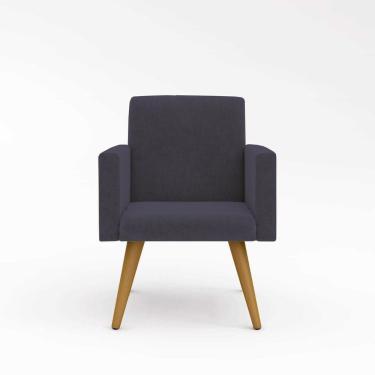 Imagem de Poltrona Nina Pés Palito - Cadeira Escritório - Cor Cinza Promoção