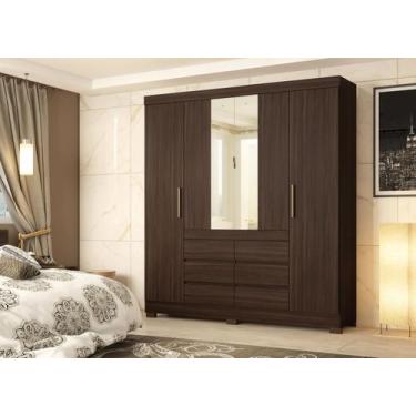 Imagem de Guarda-Roupa Casal 4 Portas Cádis com Espelho 2 Gavetas Café Touch 217