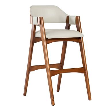 Imagem de Banqueta Alta em Madeira Lina Estofada Couríssimo Palha CCS