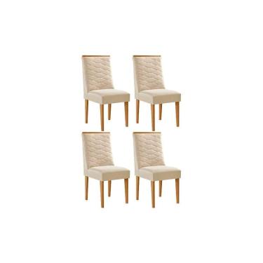 Imagem de Cadeira De Cozinha Maldivas Kit 4 Un Naturalle/suede Creme - Rufato