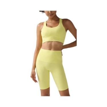 Imagem de Conjunto De Shorts De Yoga De Cintura Alta Para Mulheres Com Top De Su