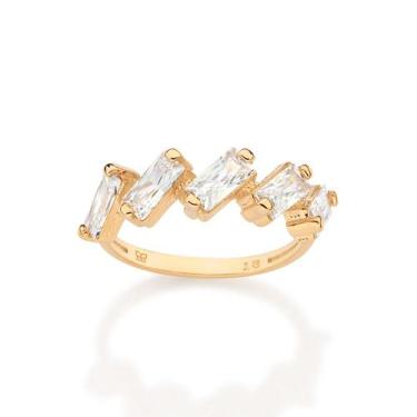 Imagem de Anel Skinny Com Zircônias Banhado a Ouro Rommanel 513629 Tamanho:24Cor