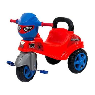 Imagem de Motoca Triciclo Infantil Carrinho Passeio Haste de Empurrar Com Pedal 