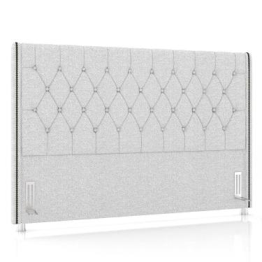 Imagem de Cabeceira Cama Box Casal King 195cm Florenza P02 Linho Cinza Claro - Mpozenato