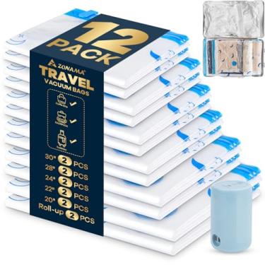 Imagem de Sacos de armazenamento a vácuo com bomba elétrica, pacote com 35 sacos selados a vácuo com bateria recarregável de 1500 mAh para roupas, cobertor, edredons, travesseiros, edredons, viagens