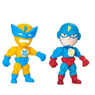 Imagem de Kit 2 Bonecos Super Heróis Articulados 17cm Vinil Macio Atóxico Vingad