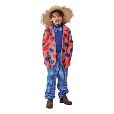 Imagem de Roupa Festa Junina Infantil Menino Noivo Caipira Paletó Corações - Fan