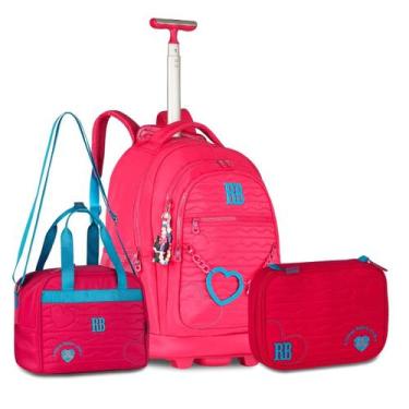 Imagem de Kit Escolar Rebecca Bonbon Mochila Lancheira e Estojo Box, Rosa