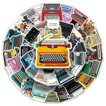 Imagem de Adesivos: Máquina de escrever retrô, vinil, grafite impermeável x50 - 