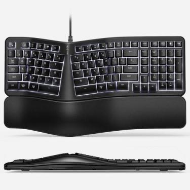 Imagem de Teclado ergonómico con cable TANNSEN retroiluminado USB dividido de 10