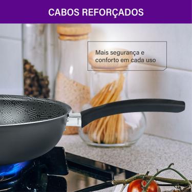 Imagem de Frigideira Wok Rochedo Facilita Cinza 24cm