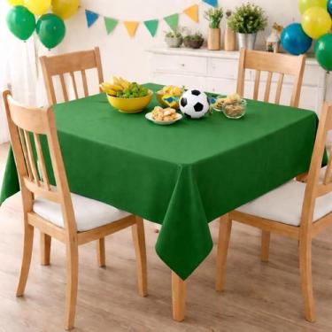 Imagem de Toalha de Mesa Quadrada Decoração Copa Futebol Tecido Oxford Liso Cor 