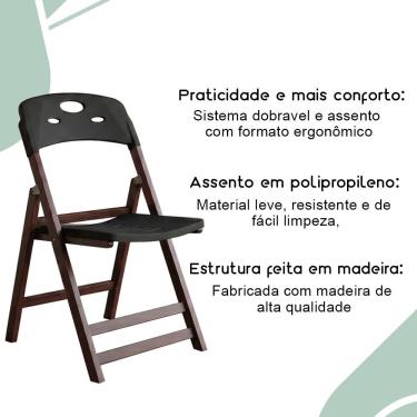 Imagem de Cadeira Dobrável Elegance Imbuia em Madeira Assento em Polipropileno para Varanda e Áre...