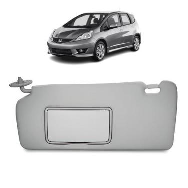 Imagem de Quebra Sol Cinza com Espelho Honda Fit 2003 a 2008 Lado Esquerdo Newte