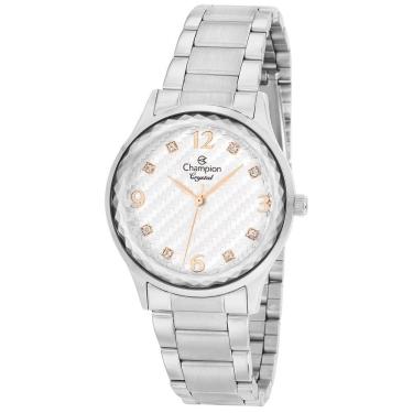 Imagem de Relógio CHAMPION feminino prata strass analógico CN25583Q