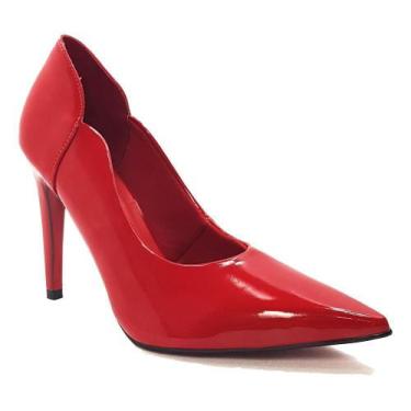 Imagem de Sapato Scarpin Feminino Salto Alto Verniz Vermelho 33 ao 43 Dom Amazon