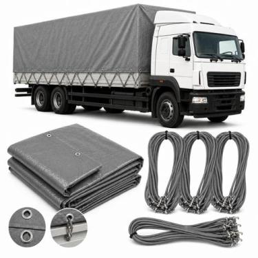 Imagem de Lona Caminhão Cinza CK300 12x8 M + 40 Extensor Cinza com Gancho - CIKA
