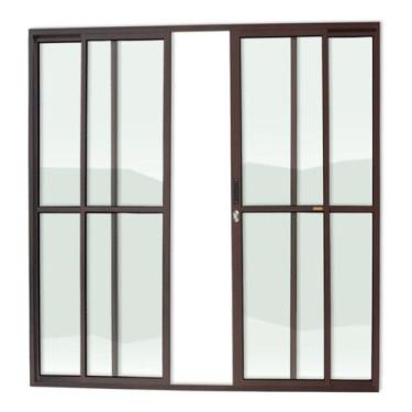 Imagem de Porta de Alumínio de Correr 210x240cm 4 Folhas 1/3 com Vidro Liso Cort