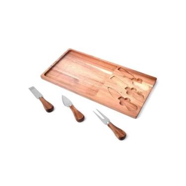 Imagem de Conjunto 4 Peças - Tabua E Facas Para Queijo - 37X19 Cm - James F