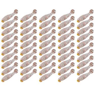 Imagem de Iscas em forma de peixe, 50 peças ferramentas de pesca iscas artificiais para pescadores(marrom)