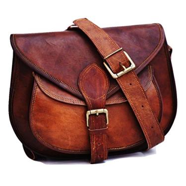 Imagem de Satchel And Fable Bolsa de ombro feita à mão em couro marrom genuíno estilo vintage feita à mão