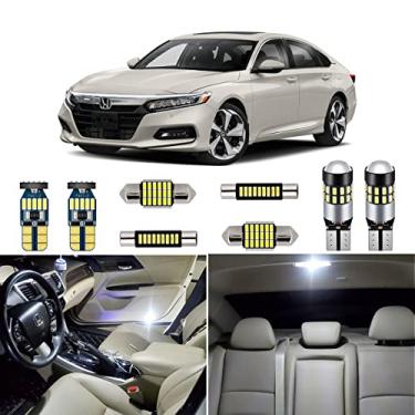 Imagem de AUTOGINE Kit de luzes LED interiores brancas de 14 peças para Honda Accord 2013 2014 2015 2016 2017 2018 2019 2020 Super Bright 6000 K Pacote de lâmpadas de LED interiores + ferramenta de instalação