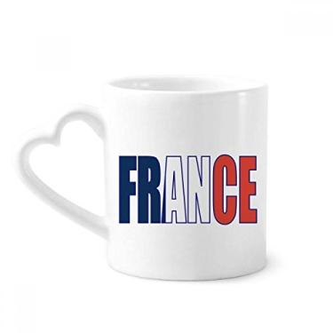 Imagem de Caneca com nome da bandeira do país da França café cerâmica copo de coração de vidro