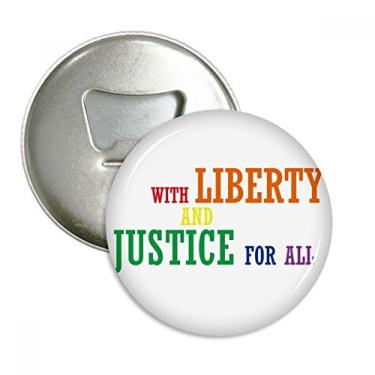 Imagem de LGBT Bandeira arco-íris Liberdade e Justiça Abridor de Garrafas Imã de Geladeira Emblema Multifuncional