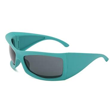 Imagem de Óculos de sol Cat Eye feminino Óculos de sol para homens Vintage Wrap Around Punk Eyewear, C6 verde cinza, tamanho único