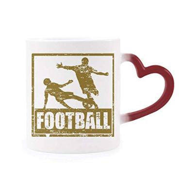 Imagem de Caneca marrom sensível ao calor do jogador de futebol americano, copo de grés que muda de cor vermelha