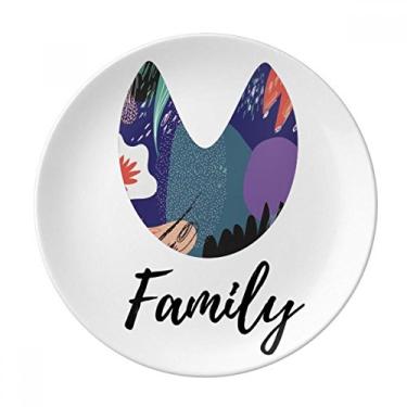 Imagem de Prato com padrão de arte abstrato azul decorativo de porcelana salver louças jantar