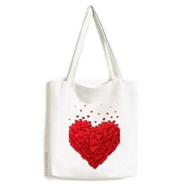 Imagem de Bolsa de lona em forma de corações vermelhos para o dia dos namorados bolsa de compras casual