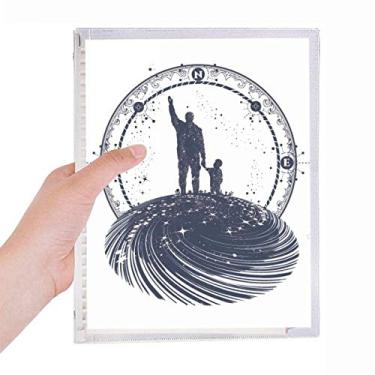 Imagem de Caderno de folhas soltas com estampa geométrica de estrelas da família