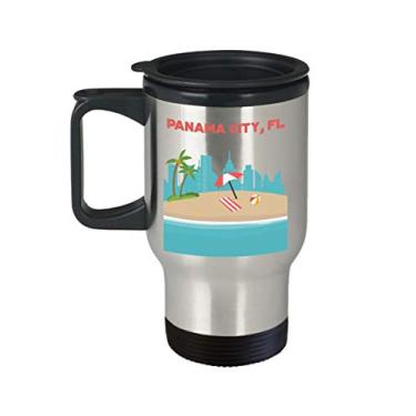 Imagem de Caneca de viagem da cidade do Panamá - Caneca de café da praia da Cidade do Panamá - Copo isolado com chá engraçado - Ideia de de Natal e aniversário de casamento