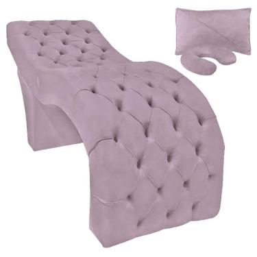 Imagem de Maca Cama Estética Estofada para Design Cílios Sobrancelhas Veludo Rose SOFA STORE