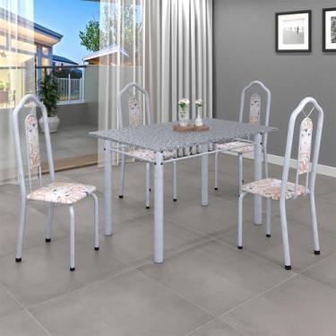 Imagem de Conjunto Sala De Jantar Mesa Com Granito E 04 Cadeiras Bianca Botanic