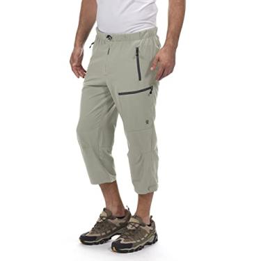 Imagem de Little Donkey Andy Bermuda capri masculina de secagem rápida 3/4, leve, caminhada, pesca, viagem, casual, cáqui, 3GG