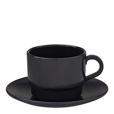 Imagem de Xícara Elegance Para Chá Com Pires 250ml Preta em Policarbonato Linha Profissional Cook Vem