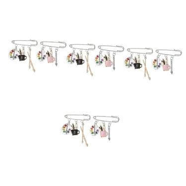 Imagem de VALICLUD 8 Peças broche blusas femininas para trabalho camisas elegantes para mulheres artista pintar light jóia distintivos de terno de pincel alfinetes de pincel Moda escovar Paleta Liga