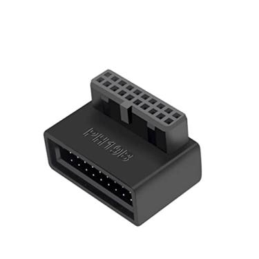 Imagem de SHANFEILU Adaptador de placa mãe USB 3.0 90 graus, adaptador de extensão macho para fêmea de 19 pinos/20 pinos macho para fêmea, soquete de ângulo reto para placa-mãe de mesa (ângulo inferior PH19B)