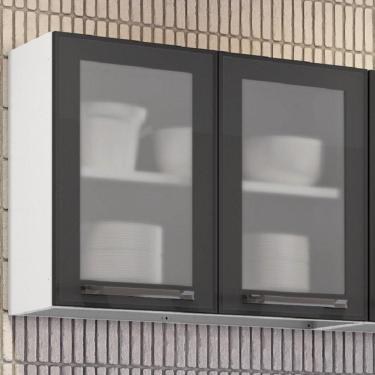 Imagem de Armário em Aço 70cm 2 Portas de Vidro Florença Itatiaia Grafite